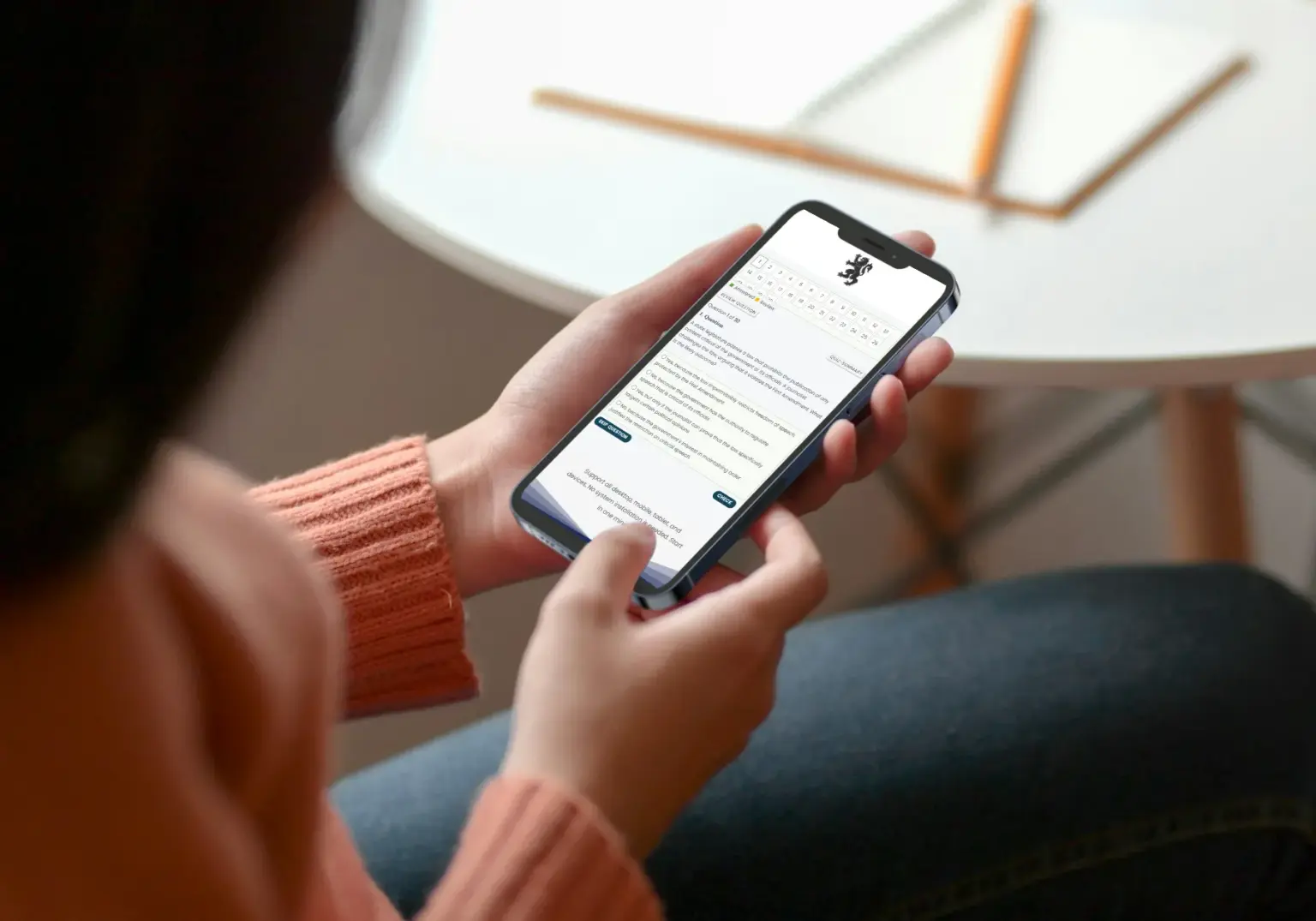 Candidate using Arbor Exam on mobile